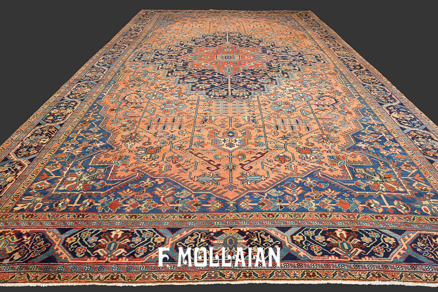 Very Large Hand-Knotted Heriz Antique Persian Carpet n°:12876718